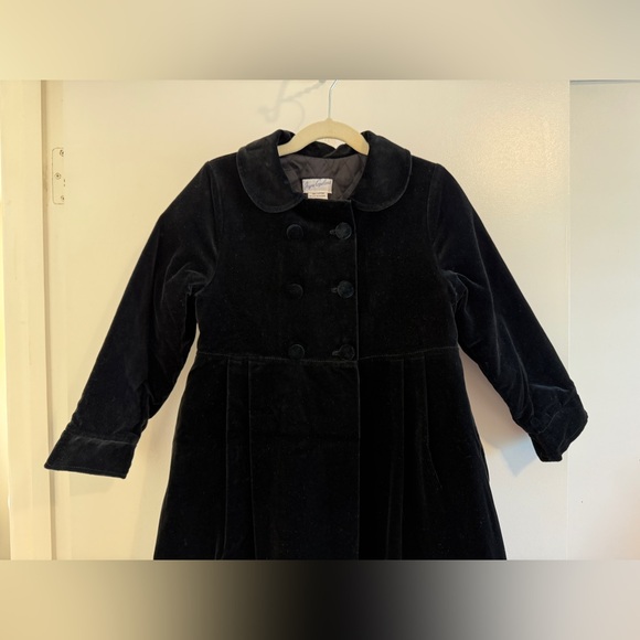 Jayne Copeland, Black Velvet Little Girls Double Breasted Dress Coat,6X - Picture 6 of 12